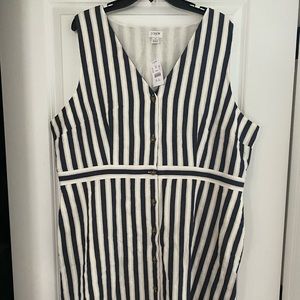 J.Crew Striped Navy and Cream Button Up Dress